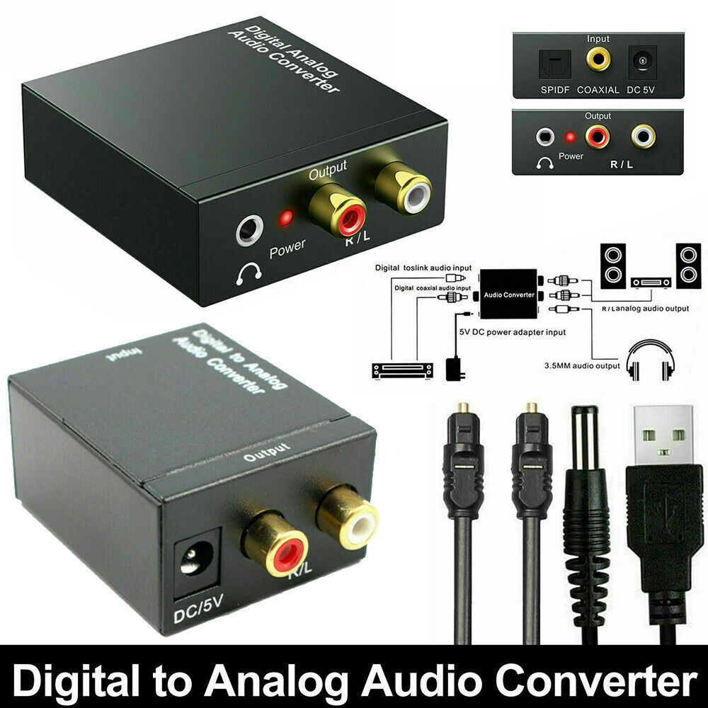 192KHz Digital Optical to Analog L/R RCA Audio Converter Jack Adapter  USA