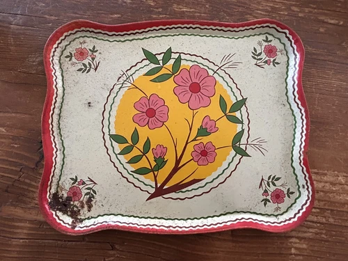 Vintage Ohio Art  Tin Tray Toy  Floral Tray