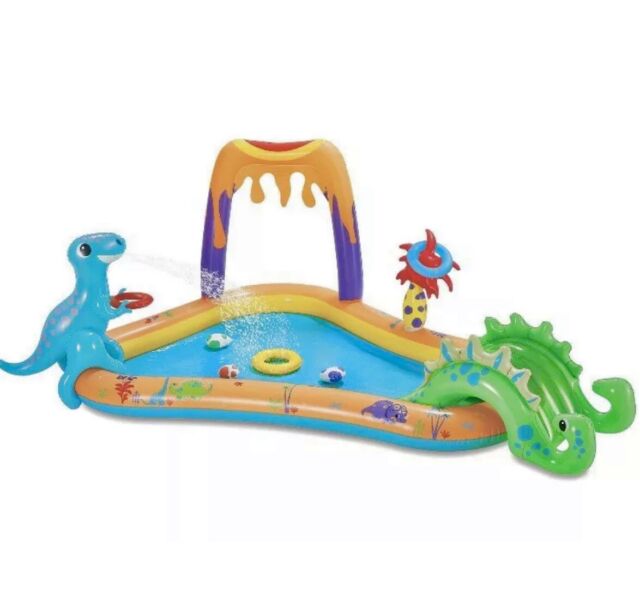 2021 Play Day Dino Play Center Inflatable Pool 102inx69in X 44in Toss Game Slide for sale online