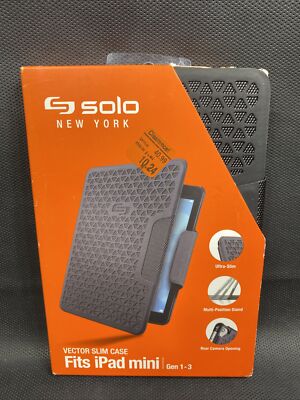 Solo NEW YORK Vector Slim Case Fits iPad Mini Generation 1 / 2 / 3 - Gray Black