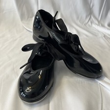 Sz 12m Child  s Tap Shoes Theatricals Patent Faux Leather Boys/girls Black Dance