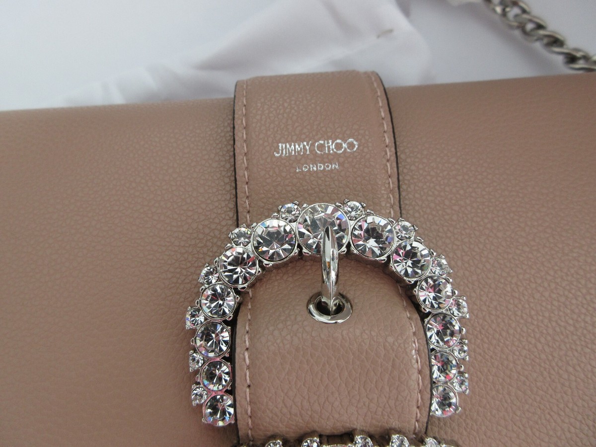 Jimmy Choo Madeline Cherie Crossbody Wallet on Chain Powder