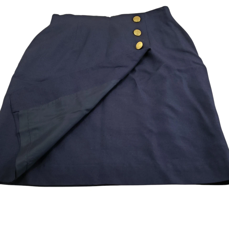 Falda azul Charter Club vintage cremallera trasera talla 12 lino rayón Foto 4 de 4