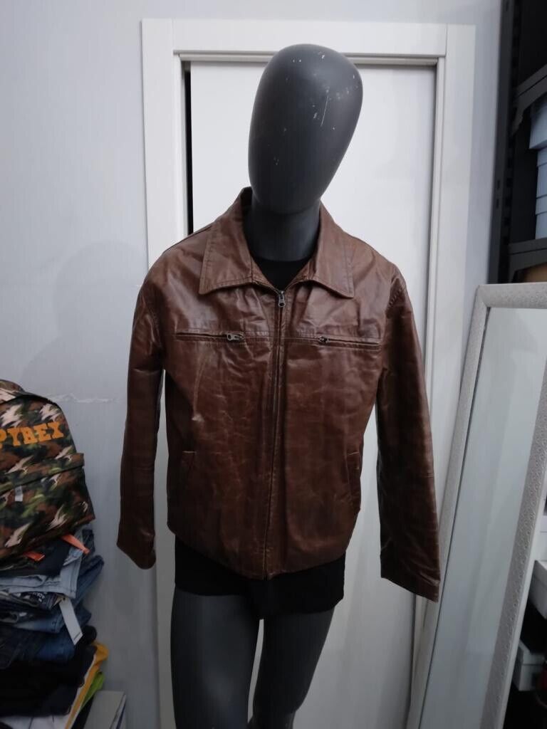Jack Daniel's Leather Jacket Used Men Size 54 Brown XYC723L Jack Daniel's Leather Jacket Used Men Size 54 Brown XYC723L