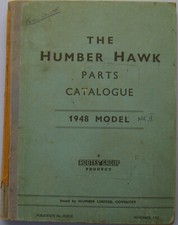 Humber Hawk 1948 Model Original Parts Catalogue Pub. No. H181/R dated 1951