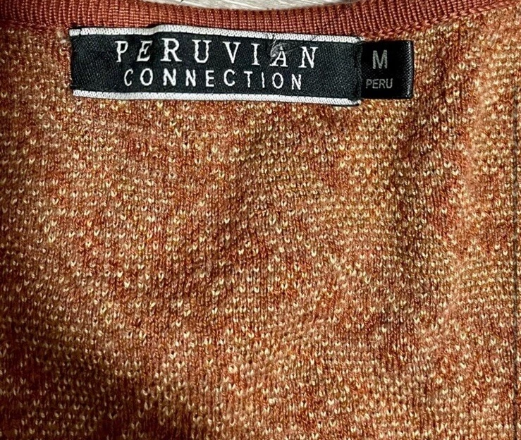 Vestido Suéter Midi Elástico Paisley Marrón Tostado Peruvian Connection Talla Mediana Foto 2 de 3