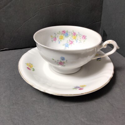Wintering Bavaria Germany Teacup And Saucer Set Floral Pattern Gold Trim vintage