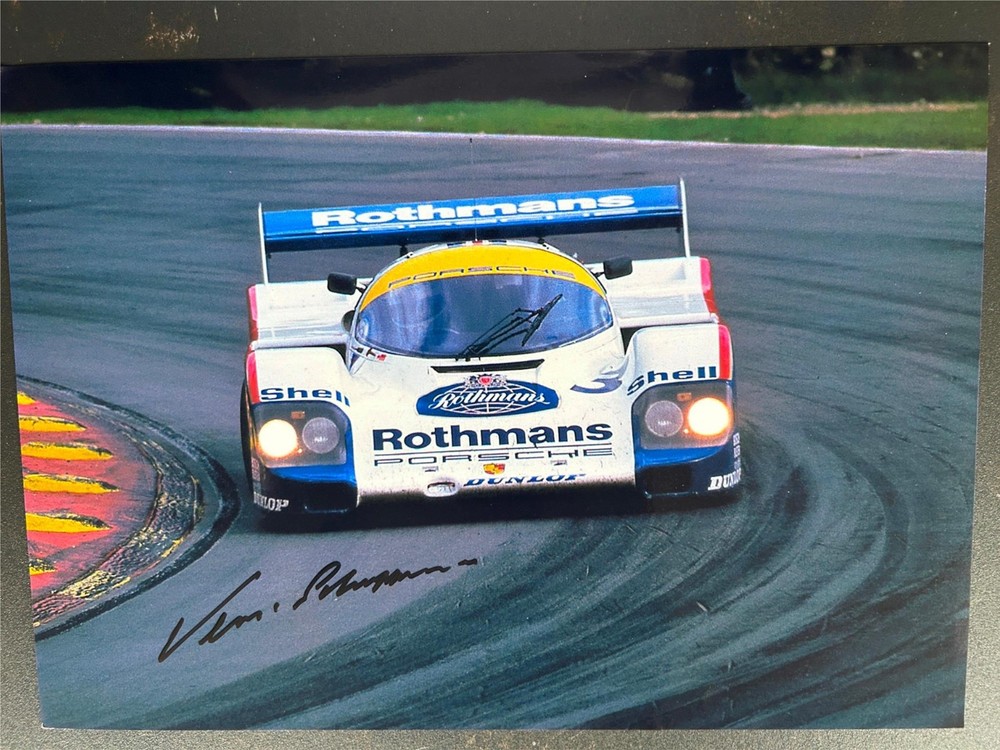 Signed 12x8 Vern Schuppan Photo in Rothmans Porsche 956 at 1983 Le Mans 24 Hours