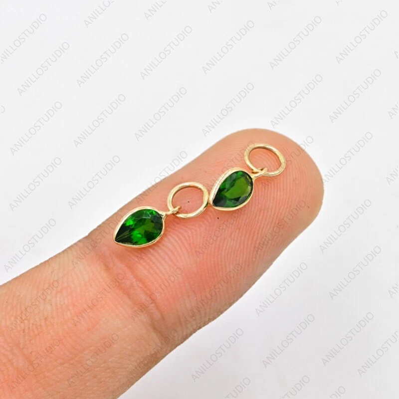 Натуральный жемчуг диопсид подвеска, 14k золото ожерелье подвеска, падение серьги-кольца - Изображение 3 из 4