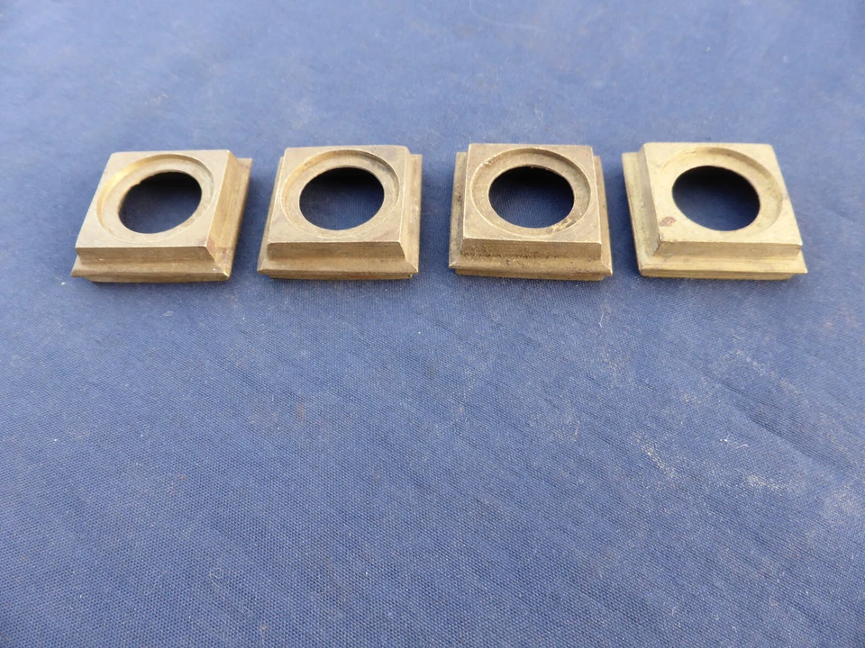 4 bagues carré côté int. 2,5 cm ancienne laiton pieds meuble table fauteuil - Photo 3/4