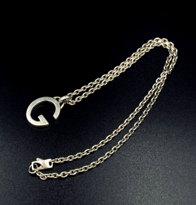 GUCCI G Logo Cable Chain Pendant Necklace Silver 925 Vintage