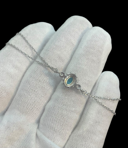 Women’s 925 Sterling Silver Blue Aquamarine CZ Adjustable Bracelet - Picture 2 of 3