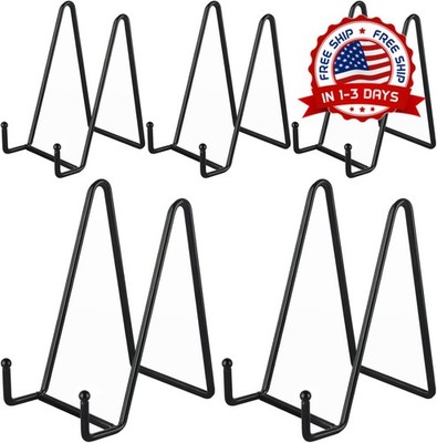 5 Pcs Soporte Platos 6 Pulg Para Display Fotos Libros Marco Metal Negro