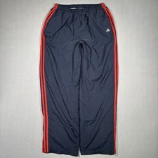 Vintage Adidas Team Track Pants Mens XL Navy Red Stripes Nylon Lined Warmup Y2K