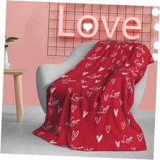 Valentines Day Blanket Super Soft Fuzzy Warm and Cozy Red Love Heart Throw