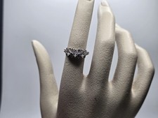 Vintage Sterling 925 CZ Cluster Cocktail Ring Made in China 3.4g Size 7