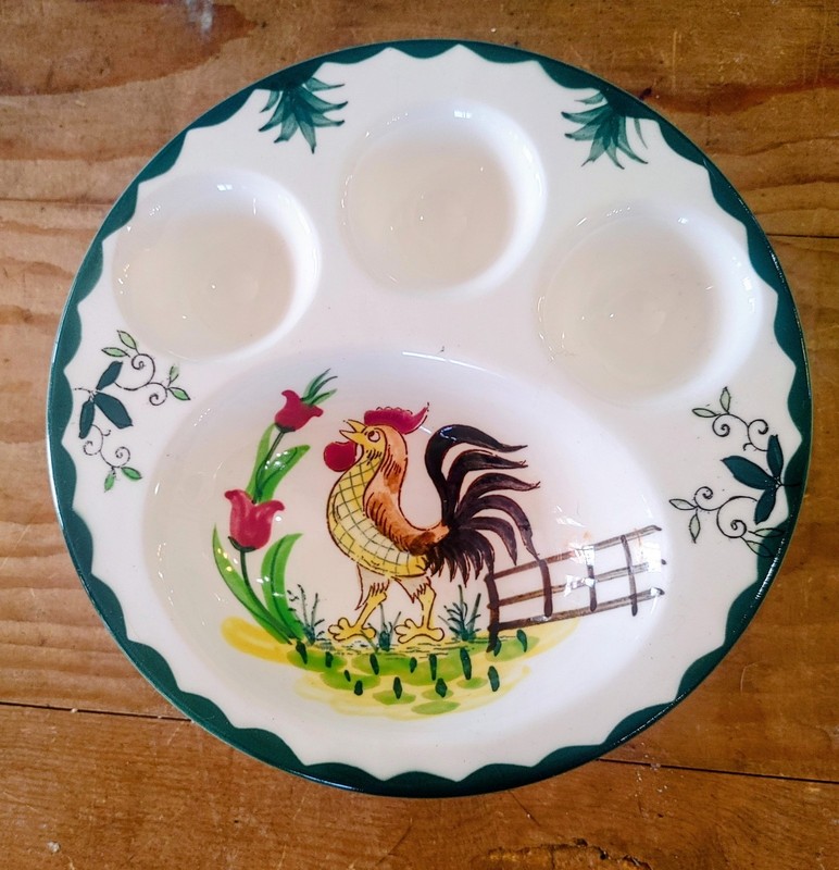 VTG Metlox Poppy Trail Egg/Breakfast Plate Rooster Hand-painted Ceramic 7" Round