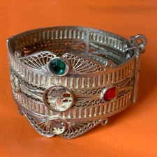 Antique Moroccan Berber Bronze Cuff Bracelet Handcrafted Tuareg Design Rare