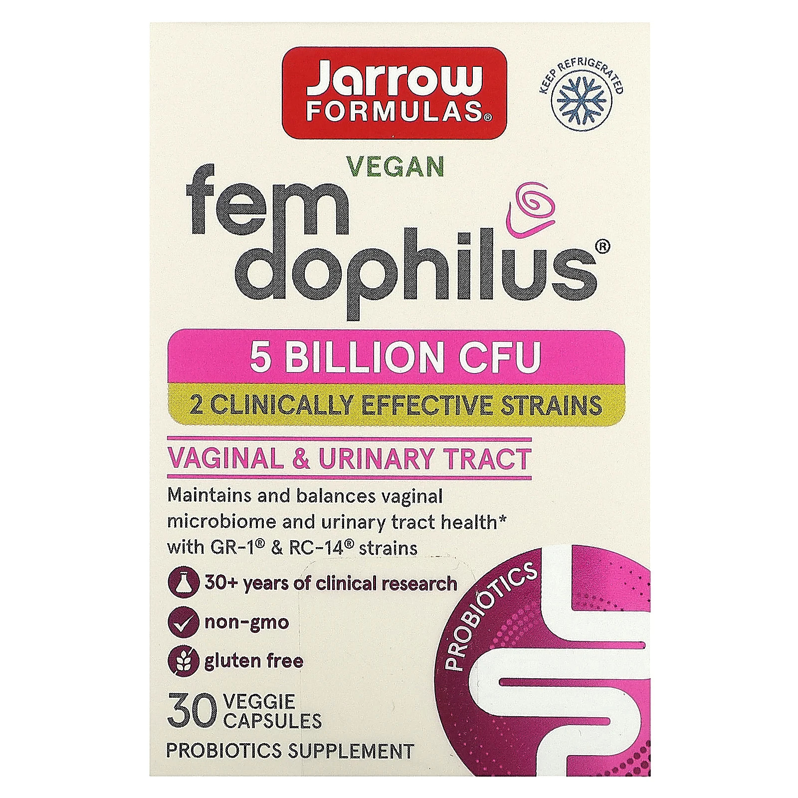 Vegan Fem Dophilus, 5 миллиардов КОЕ, 30 растительных капсул
