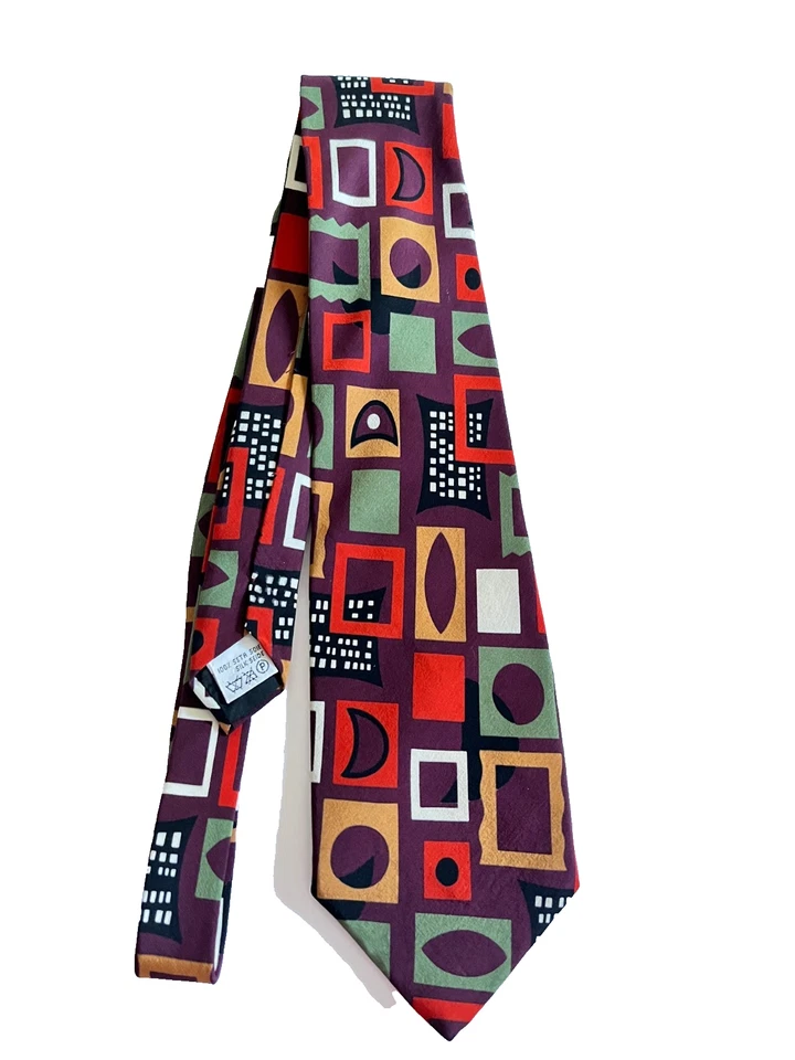 Corbata Memphis Milano abstracta 100 % seda diseño Dell G Vittoria Italia Foto 2 de 4