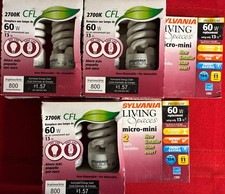 NEW In Package 6 Sylvania Micro-Mini CFL Bulbs Reg/Medium Base 13W Soft White