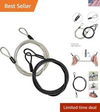 Lightweight 3.3ft Outdoor Security Cable Lock - Braided Steel Double Loop 2 Pack