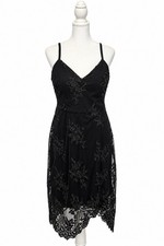 NWT Women’s 8 Black Lace Bodycon Mini Dress Spaghetti Strap Cocktail Party 
