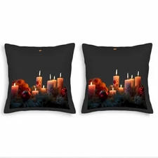 Set of 2 Throw Pillow Covers 18x18in - Cozy Winter Design with Snowflakes 