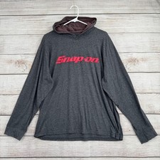 Snap-On Long Sleeve T-Shirt Hoodie Adult Large Gray Red Stretch