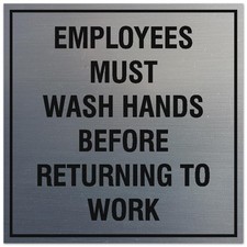 Square Employees Must Wash Hands Before Returning to Work Sign - Easy Install...