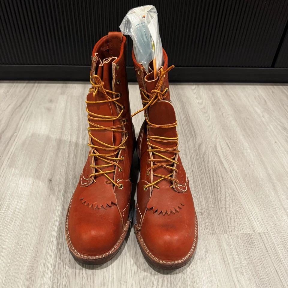 Botas Wesco Lineman Highliner Kiltie Cuero Marrón Con Cordones Trabajo Para Hombres 9.5 D Nuevas Foto 3 de 4