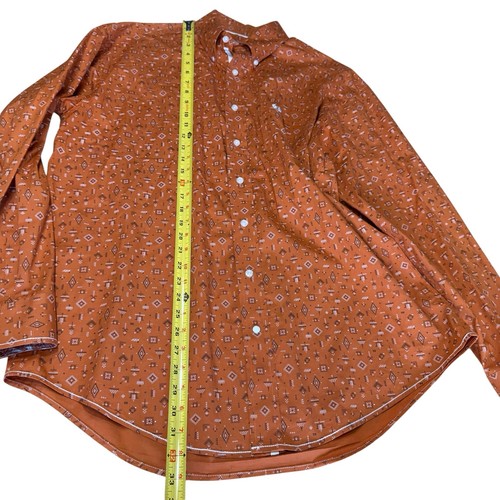 Panhandle Rough Stock Shirt Men's Button Up Men's L Orange Stretch Contrast Cuff - Picture 10 of 13