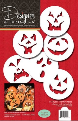 Pumpkin Halloween Faces Cake Stencils Beige Semi Transparent Decor Tool