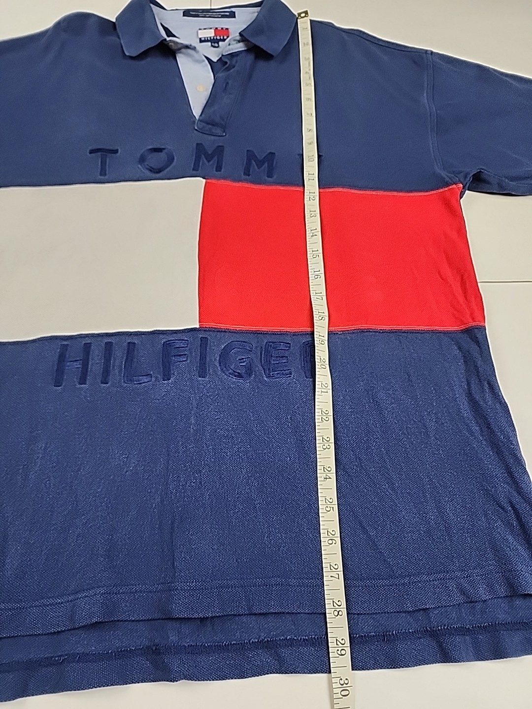 Vintage Tommy Hilfiger Polo Shirt Mens L Big Flag Embroidered Spell Out Logo thumbnail 13