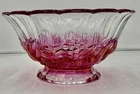 Vintage INDIANA GLASS Iridescent Cranberry CENTERPIECE BOWL w/EMBOSSED Fruit