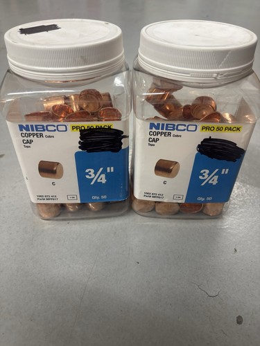 Sealed NIBCO 3/4"x3/4" Copper CAP Fitting 1002872412 Pro Pack 100 Caps #MPP617 ๏ฟผ