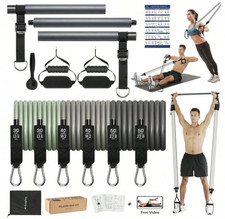 Portable Pilates Bar Kit With Resistance Bands For Men, Upgraded Full Body Gym
