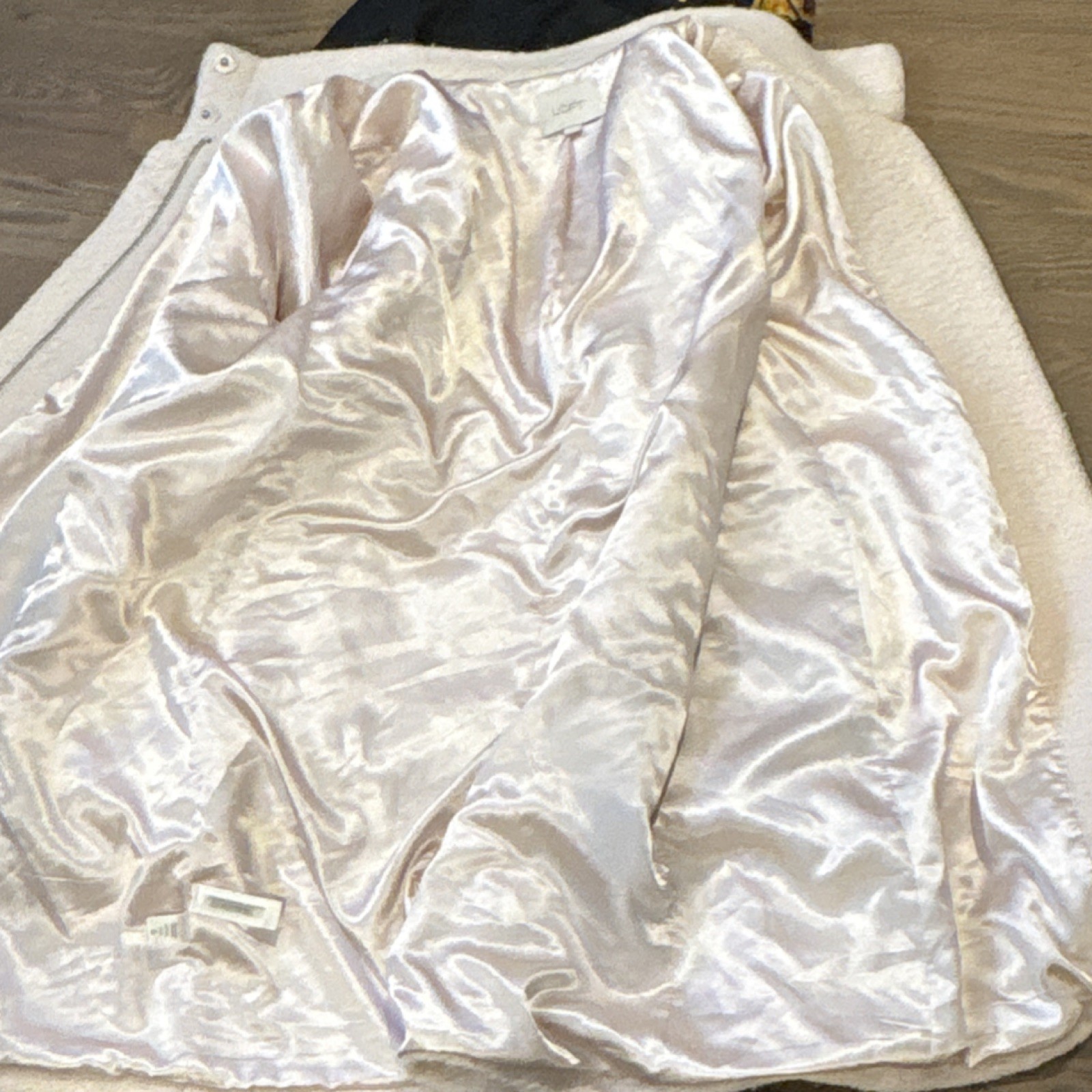 LOFT Beige Overcoat Collared Pockets Button Zip M… - image 13