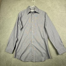 Paul Fredrick Mens Slim Fit Plaid Dress Shirt 15 1/2 34 Non Iron Cotton