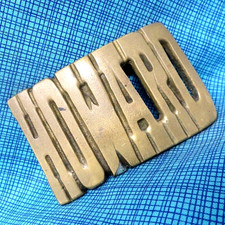 Howard Belt Buckle Iconic 70s Cut Out Solid Brass Name Vtg Taiwan .DBD581