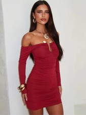 Dresses Woman Evening Dress Solid Color Trendy One-length Shoulder Slim Package