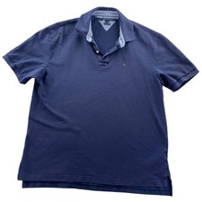 Tommy Hilfiger Men Polo Shirt XL Blue Classic Fit Short Sleeve Casual Cotton Top