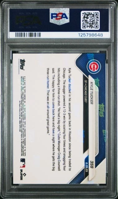 2025 Topps Now Big Return to Houston Red #359 Kyle Tucker Chicago Cubs/5 PSA 9 Foto 2 de 2