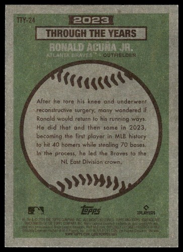 2025 Topps Heritage #TTY-24 Ronald Acuña Jr. Through the Years Holographic - Picture 2 of 2