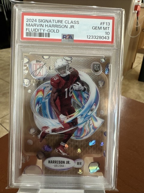 2024 Topps Signature Class #F13 Marvin Harrison Jr. Fluidity-Gold RC 9/10 PSA 10