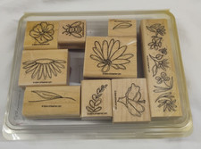 Vintage 2004 Stampin Up 2 Step In Full Bloom 9pc Stamp Stamps Set Used