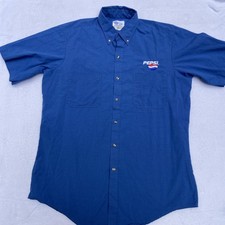 Vintage Pepsi Driver Button Up Shirt Short Sleeve Size L Riversid USA Made