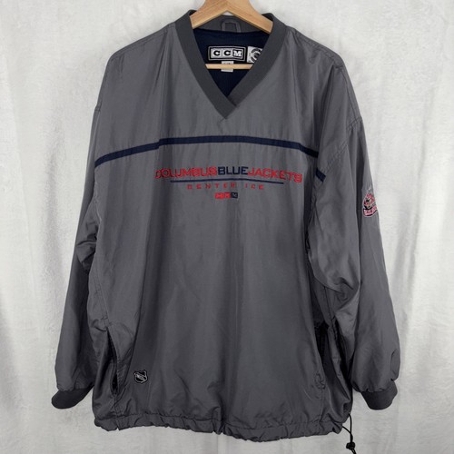 Vintage CCM Columbus Blue Jackets Center Ice Pullover Jacket Gray Size Large