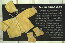 SUNSHINE SET BABY SWEATER HAT BOOTIES DIGEST SIZE CROCHET PATTERN INSTRUCTIONS