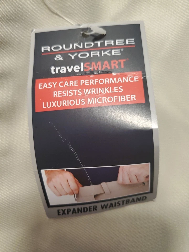 Новый с Ярлыками Мужская Roundtree & Йорк большой человек бежевый путешествий Smart Sz 52 плоский передний классический - Изображение 3 из 4